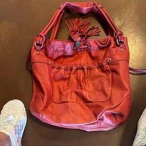 B. Makowsky Red Leather Shoulder Bag